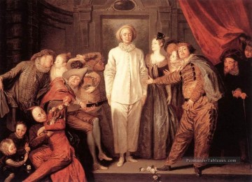 Comédiens italiens Jean Antoine Watteau classique rococo Peinture à l'huile